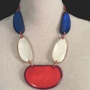 Lucite Necklace Vintage 90s Red Pearl Blue 20"-23" Lenth Translucent Plastic Fun